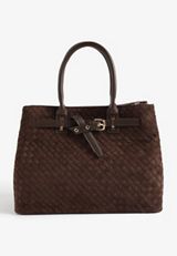 Brown Woven Microsuede Crossbody Bag, C115, small