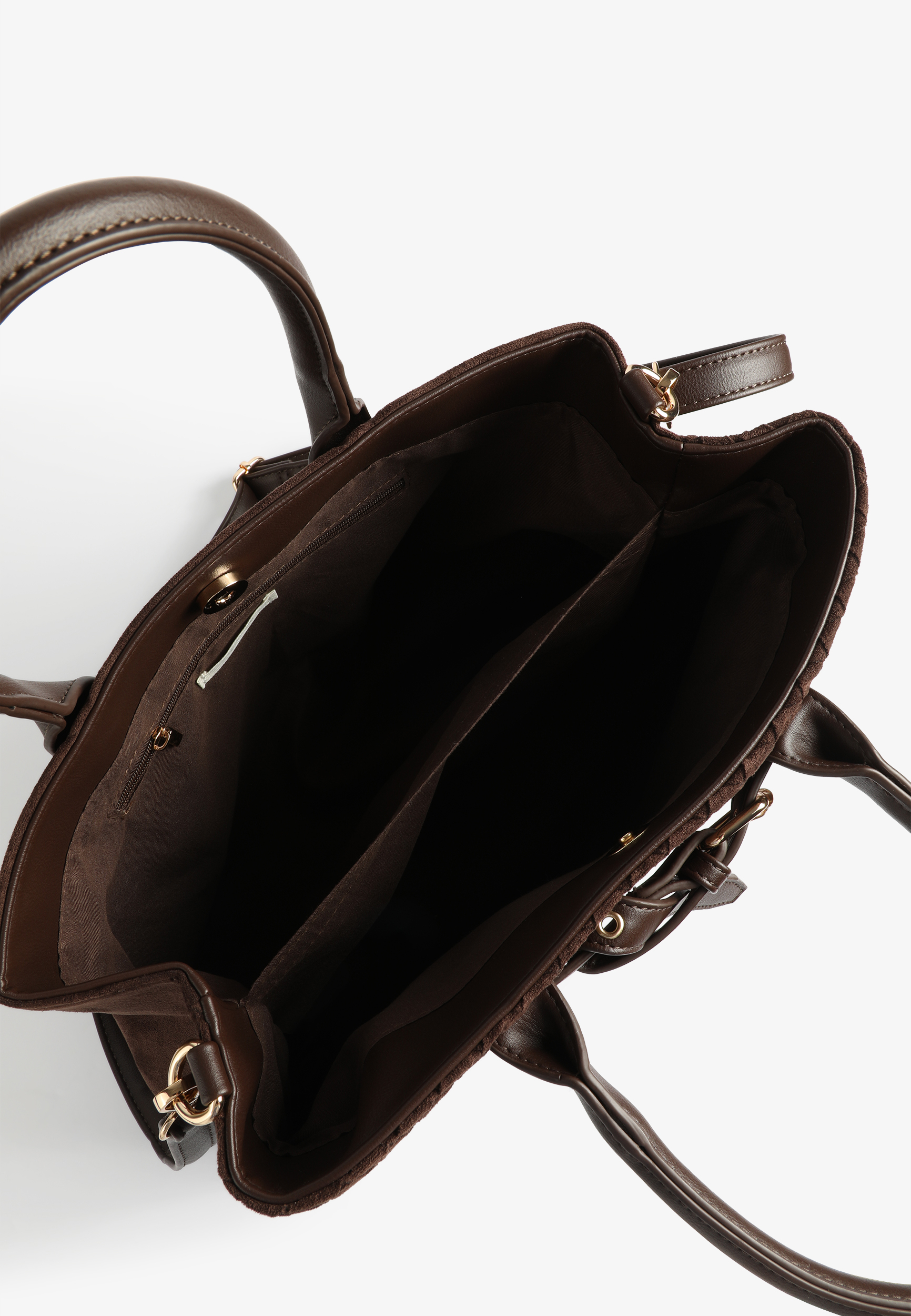 Brown Woven Microsuede Crossbody Bag, C115, large