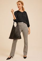 Split Neck Henley 3/4 Sleeve Blouse, C106, small