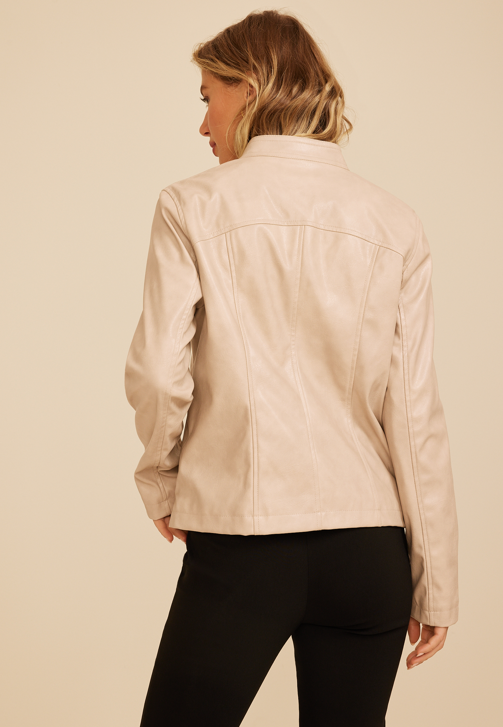 Faux Leather Jacket, C596, large