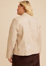 Plus Size Faux Leather Jacket, C596, small