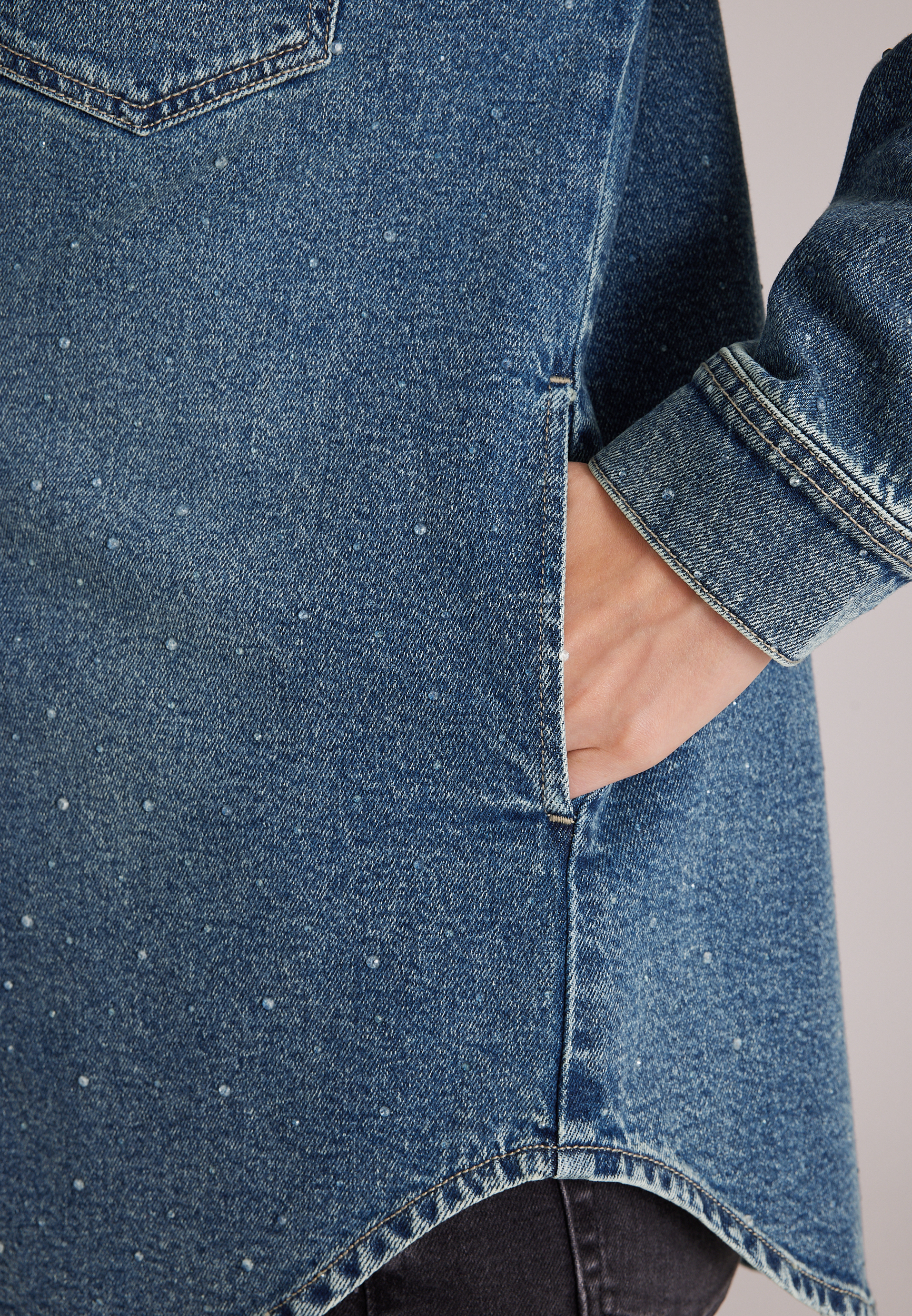 Denim Sparkle Shacket, C258, large