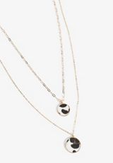 Gold Cow Print Double Layer Necklace, C605, small