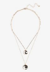 Gold Cow Print Double Layer Necklace, C605, small
