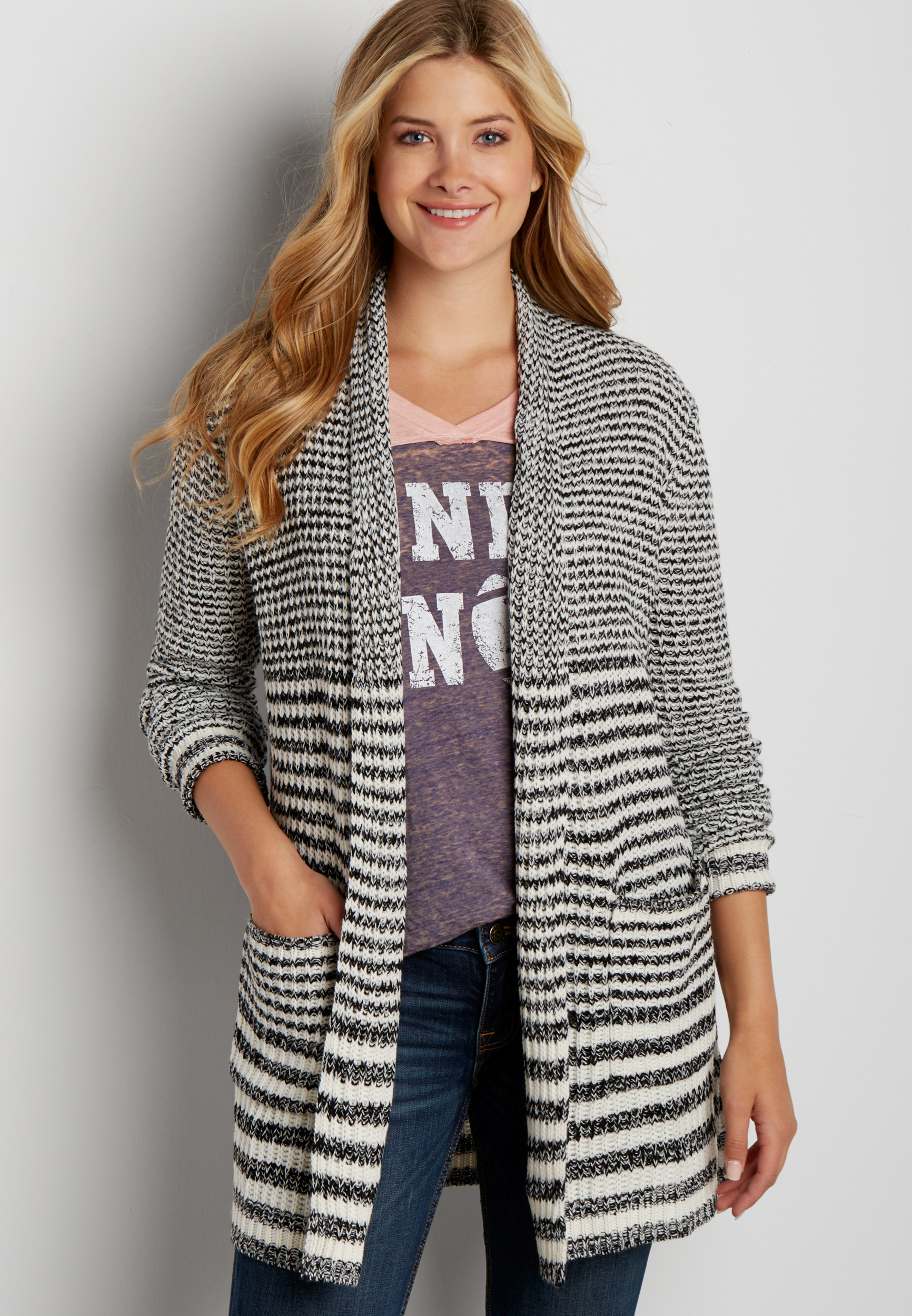 thick knit striped cardigan | maurices