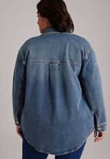 Plus Size Denim Sparkle Shacket, C258, small