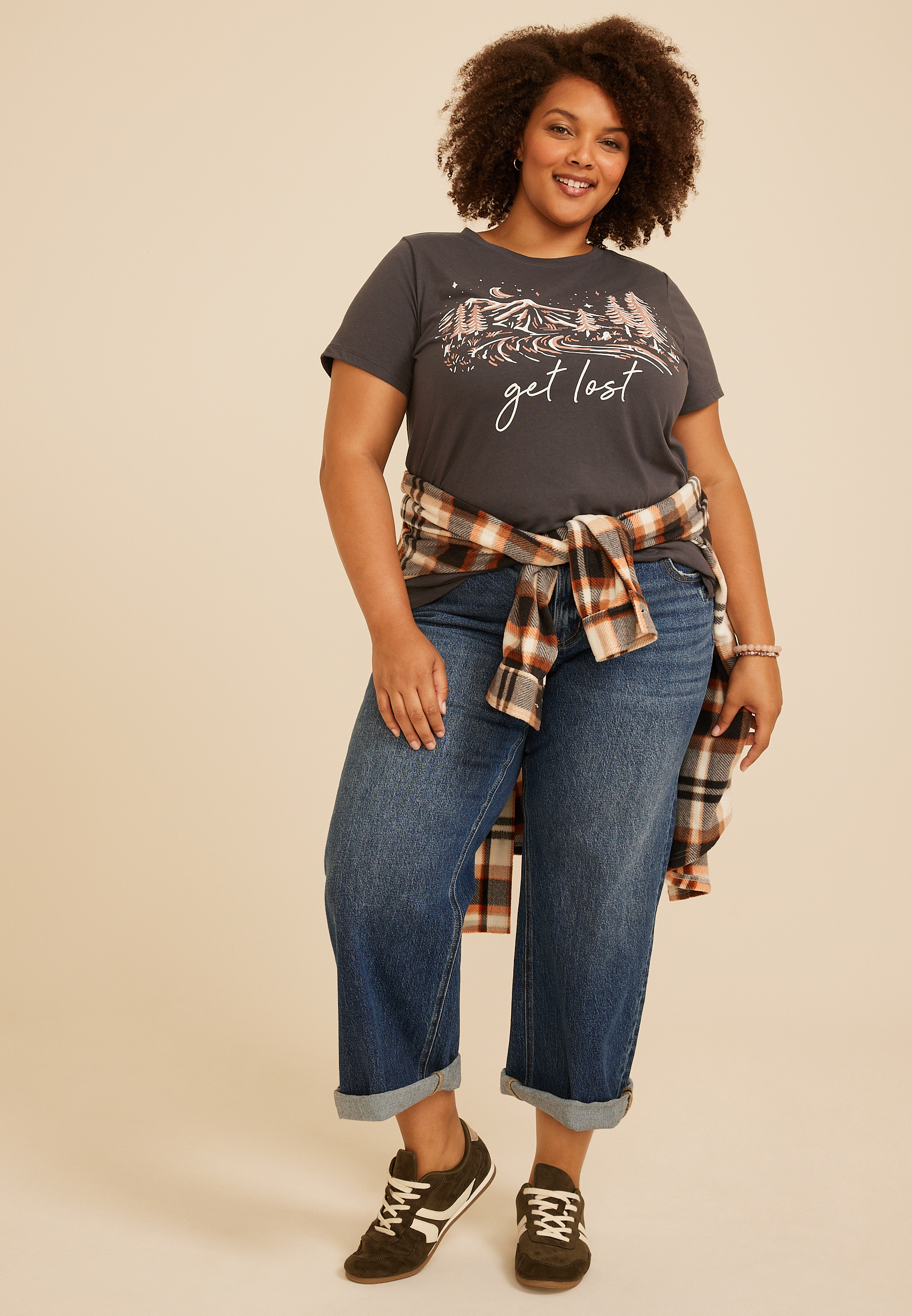 Plus Size Get Lost Mountain Classic Fit Graphic Tee, C1876, large