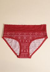 Simply Comfy Cotton Red Fair Isle Hipster Panty, C5679, small