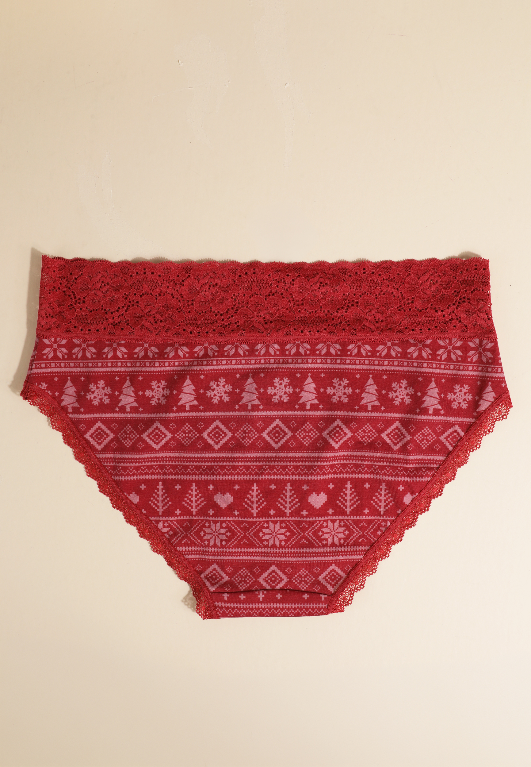 Simply Comfy Cotton Red Fair Isle Hipster Panty, C5679, large