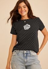Rose Polka Dot Classic Fit Graphic Tee, C1756, small