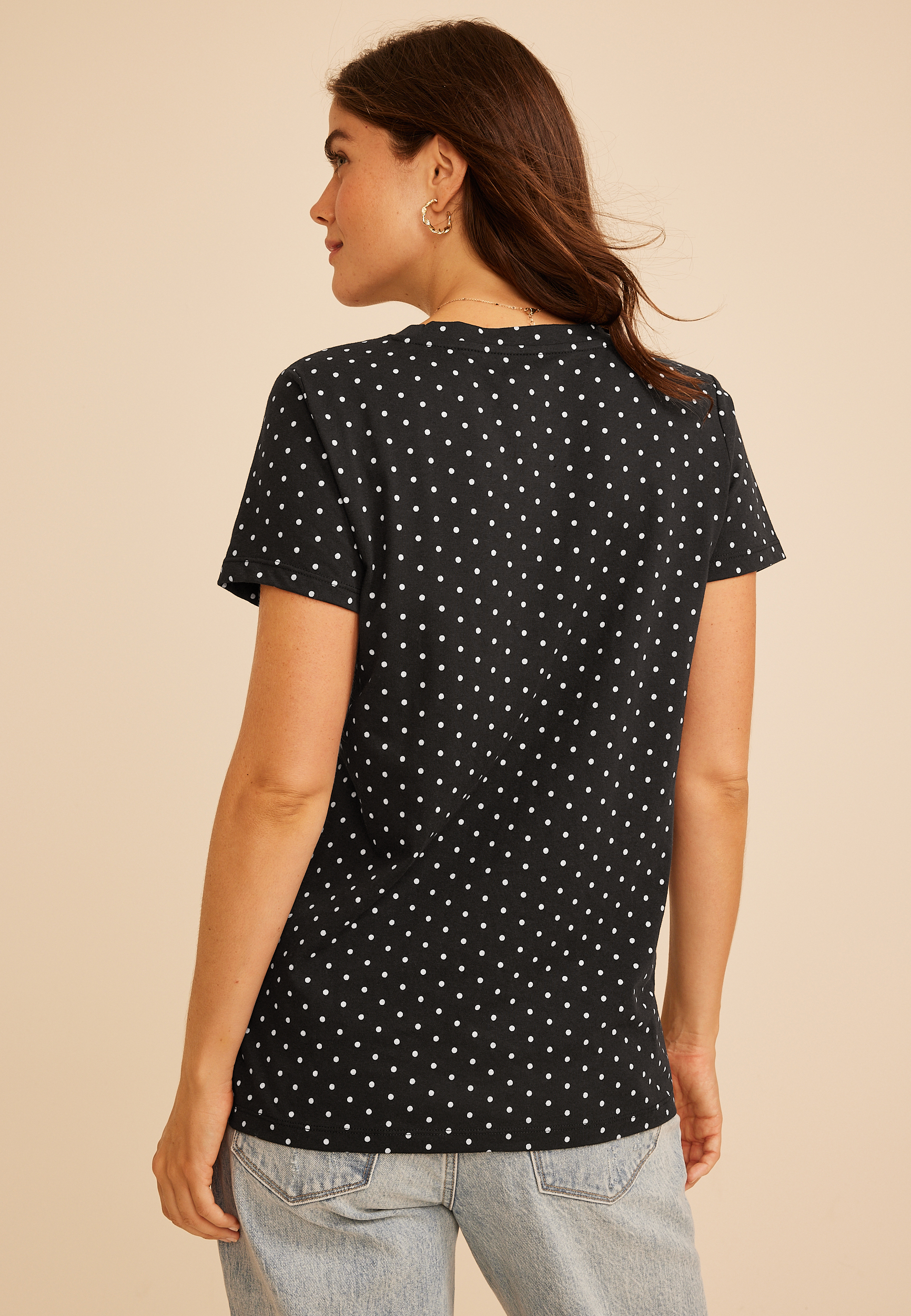 Rose Polka Dot Classic Fit Graphic Tee, C1756, large