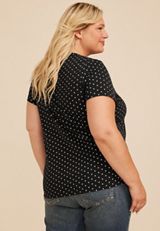 Plus Size Rose Polka Dot Classic Fit Graphic Tee, C1756, small