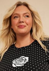Plus Size Rose Polka Dot Classic Fit Graphic Tee, C1756, small