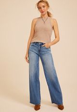 Flying Monkey™ Mid Rise Raw Hem Wide Leg Jeans, C3337, small
