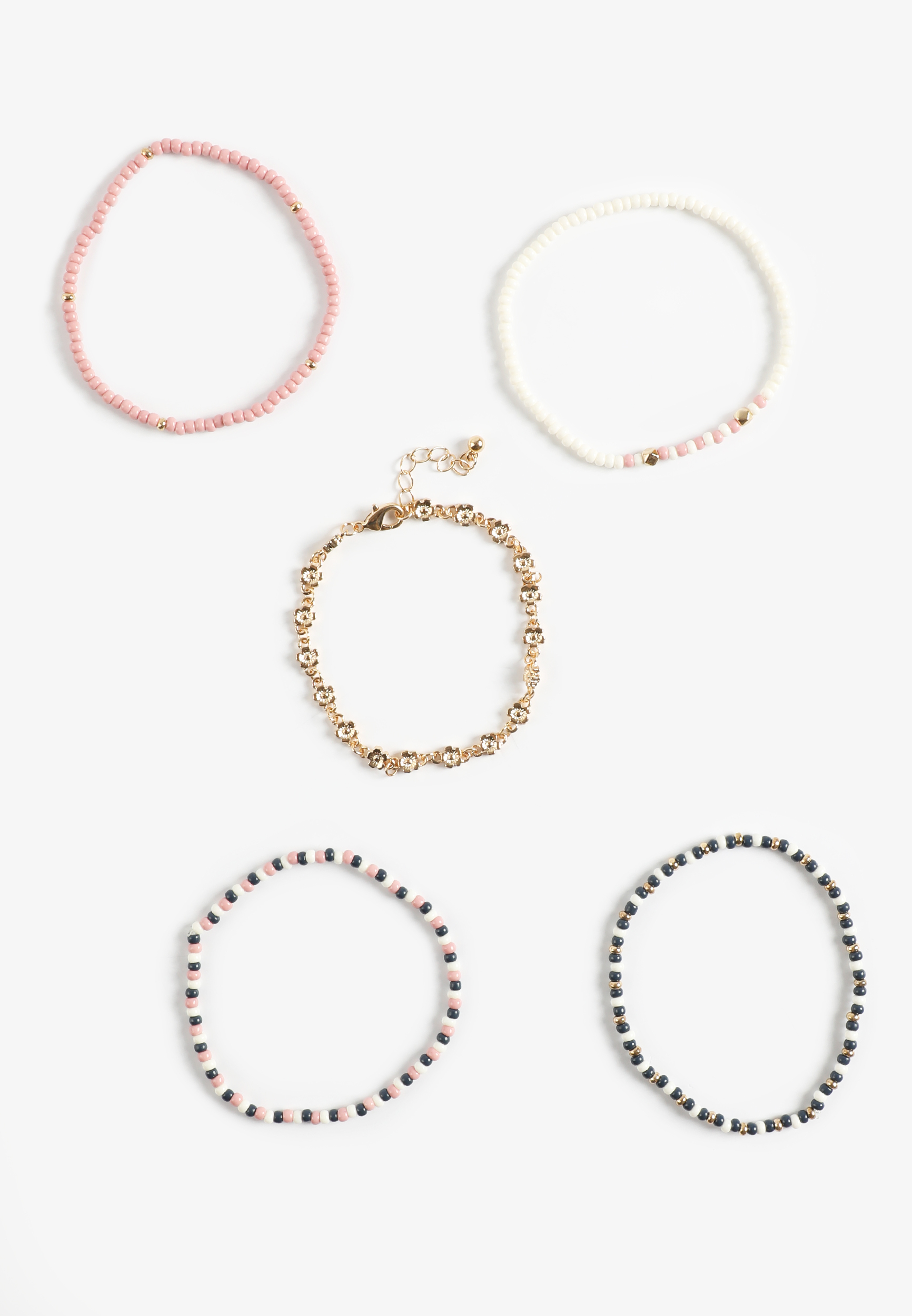 Mixed Bead And Floral Bracelet Set, C6415, large