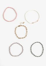 Mixed Bead And Floral Bracelet Set, C6415, small