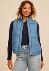 Chambray Puffer Vest, C1187, small