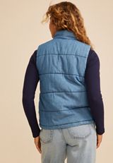 Chambray Puffer Vest, C1187, small