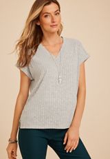 24/7 Cozy Ribbed Dolman Tee, C3348, small