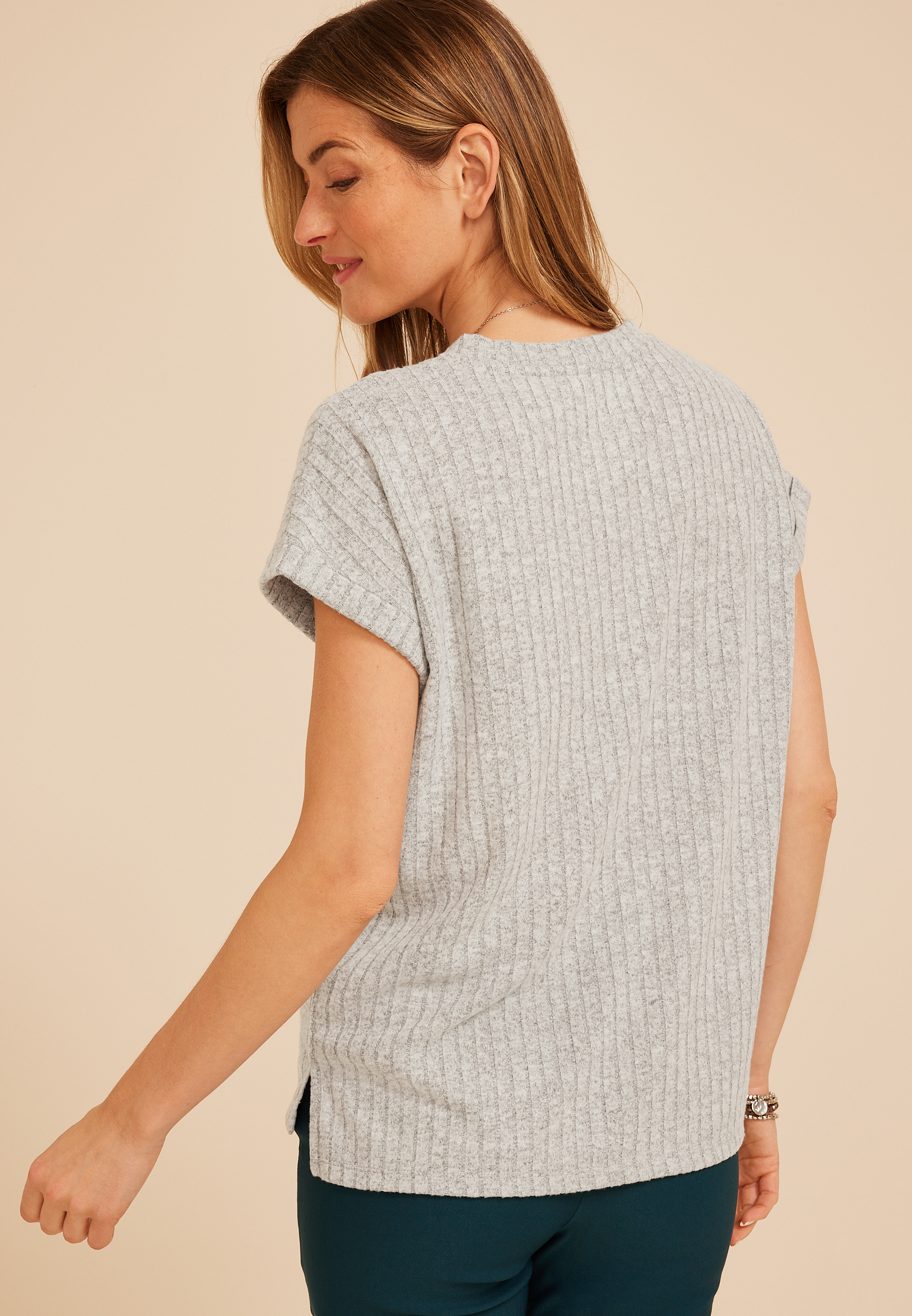 24/7 Cozy Ribbed Dolman Tee, C3348, large