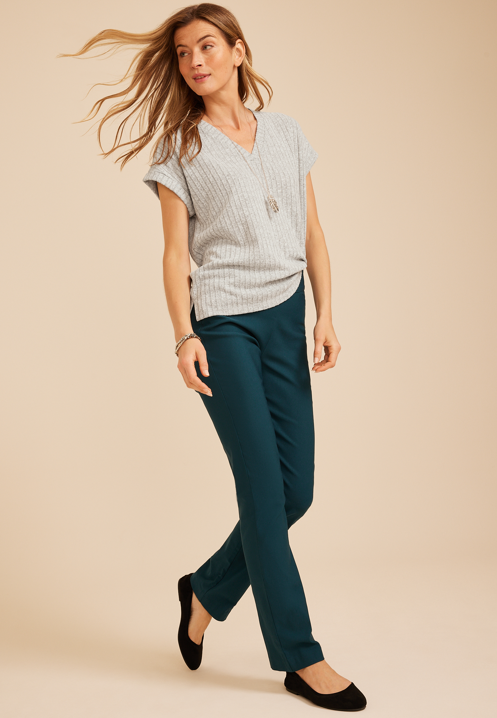 24/7 Cozy Ribbed Dolman Tee, C3348, large