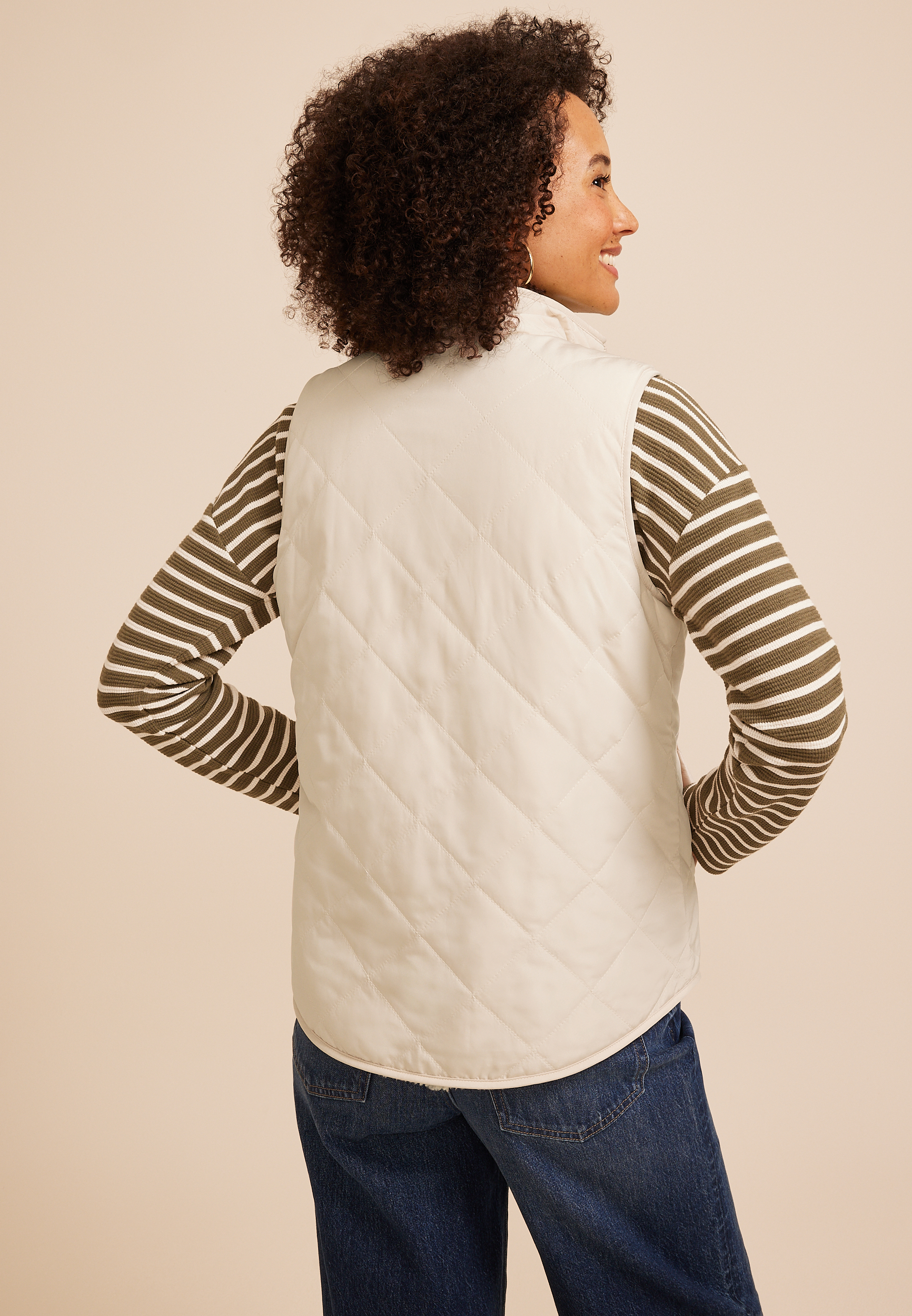 Reversible Quilted Sherpa Vest, C5330, large