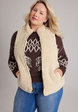 Plus Size Reversible Quilted Sherpa Vest, C5330, small