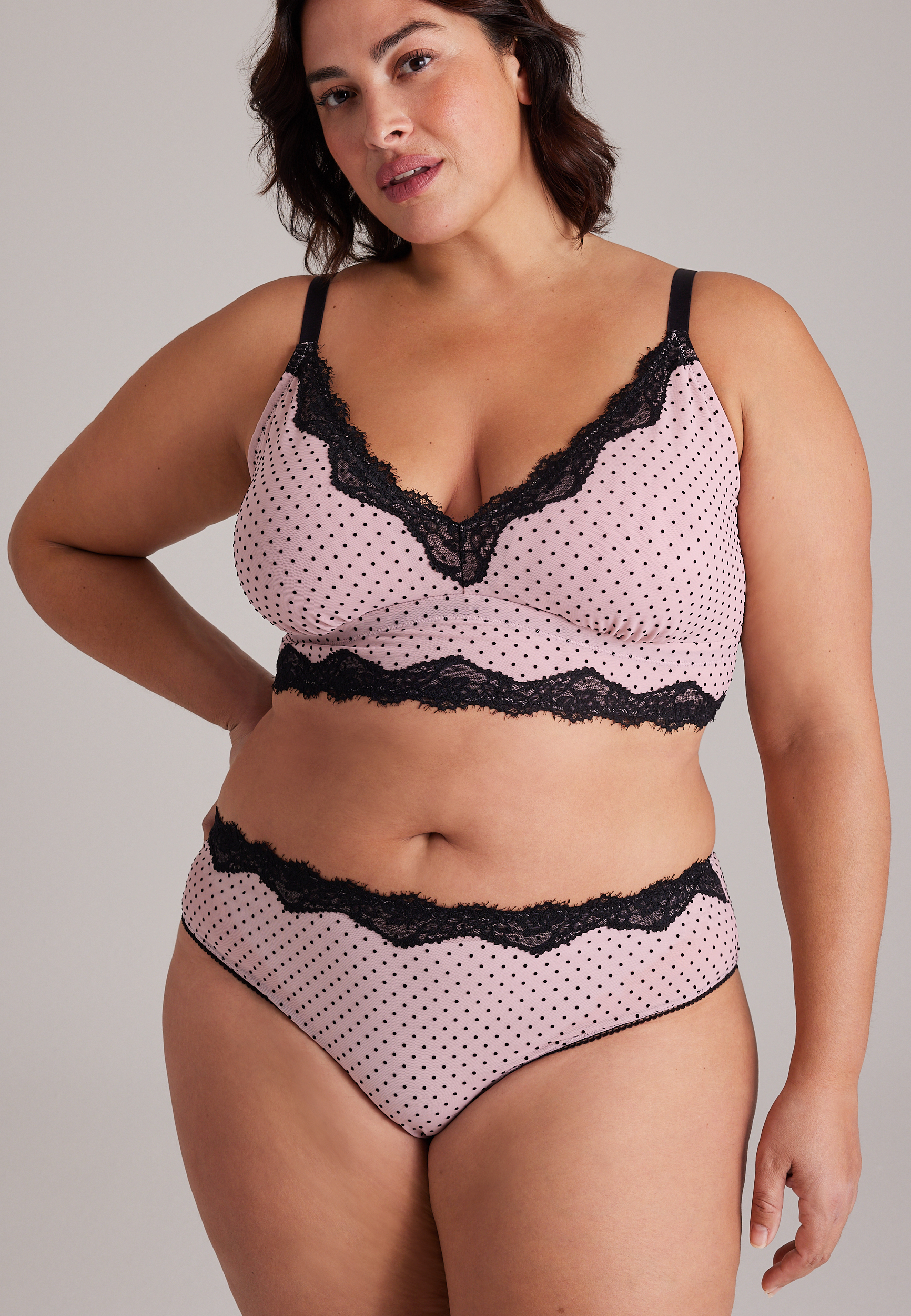 Vintage Lace Flocked Dot Lace Bikini Panty, C106, large