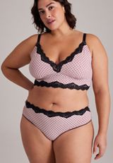 Vintage Lace Flocked Dot Lace Bikini Panty, C106, small