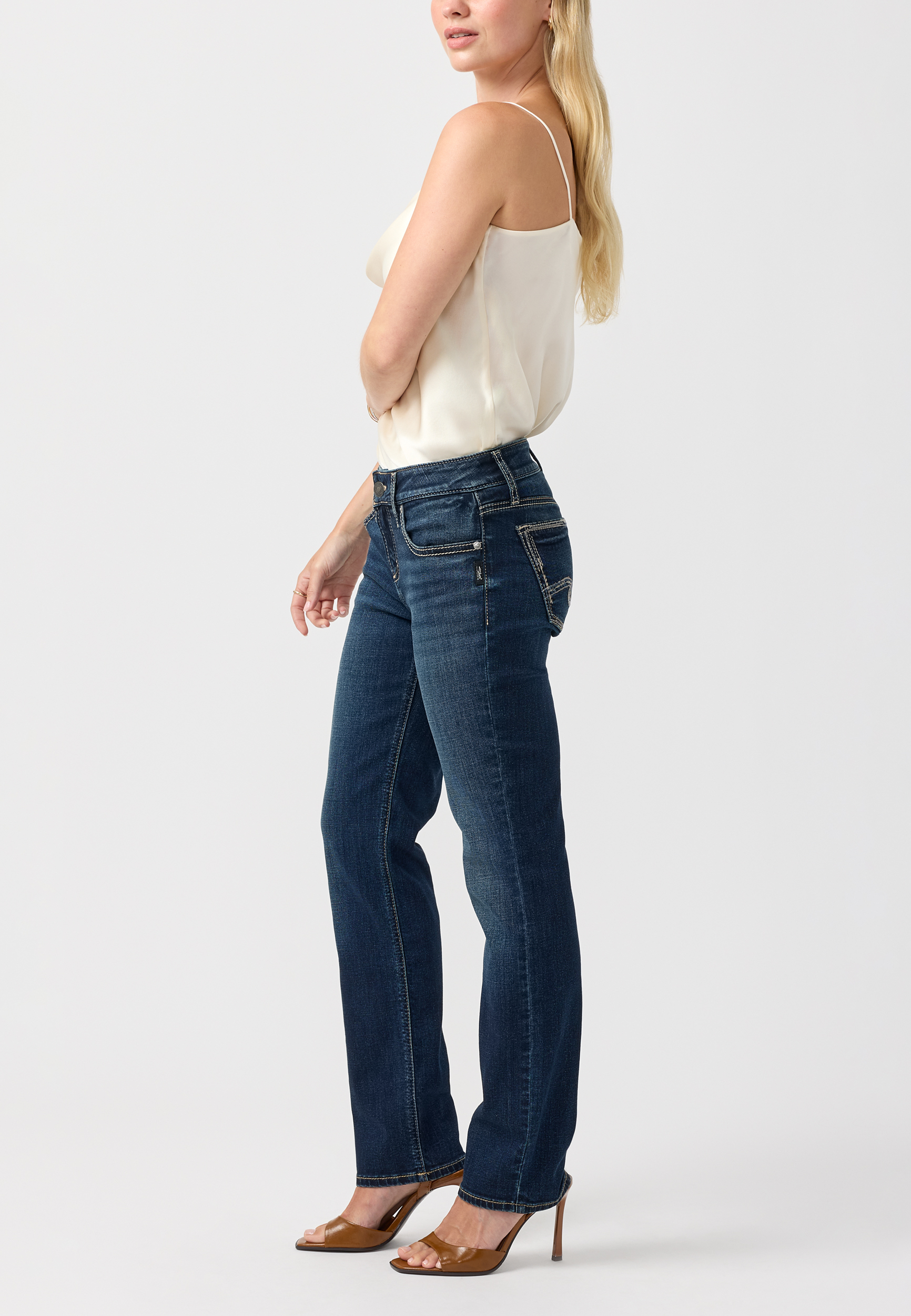 Petite Silver Jeans Co.® Elyse Mid Rise Classic Straight Jean, C258, large