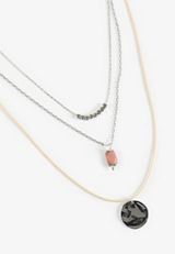 Silver Hammered Disc Triple Layered Necklace, C431, small