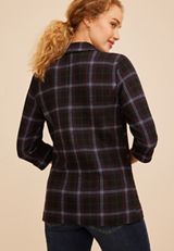Versa 3/4 Sleeve Plaid Blazer, C54, small