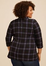 Plus Size Versa 3/4 Sleeve Plaid Blazer, C54, small