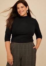 Plus Size 24/7 Mock Neck Long Sleeve Tee, C106, small