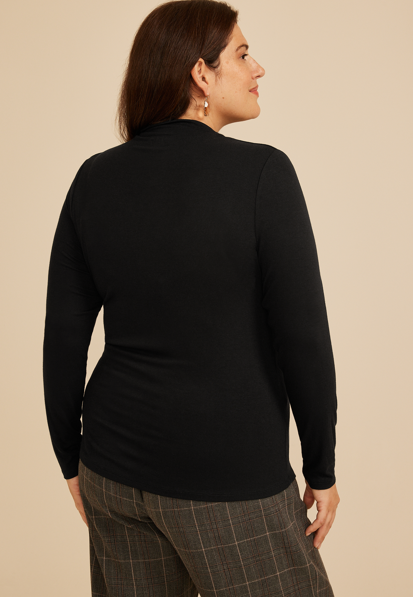 Plus Size 24/7 Mock Neck Long Sleeve Tee, C106, large