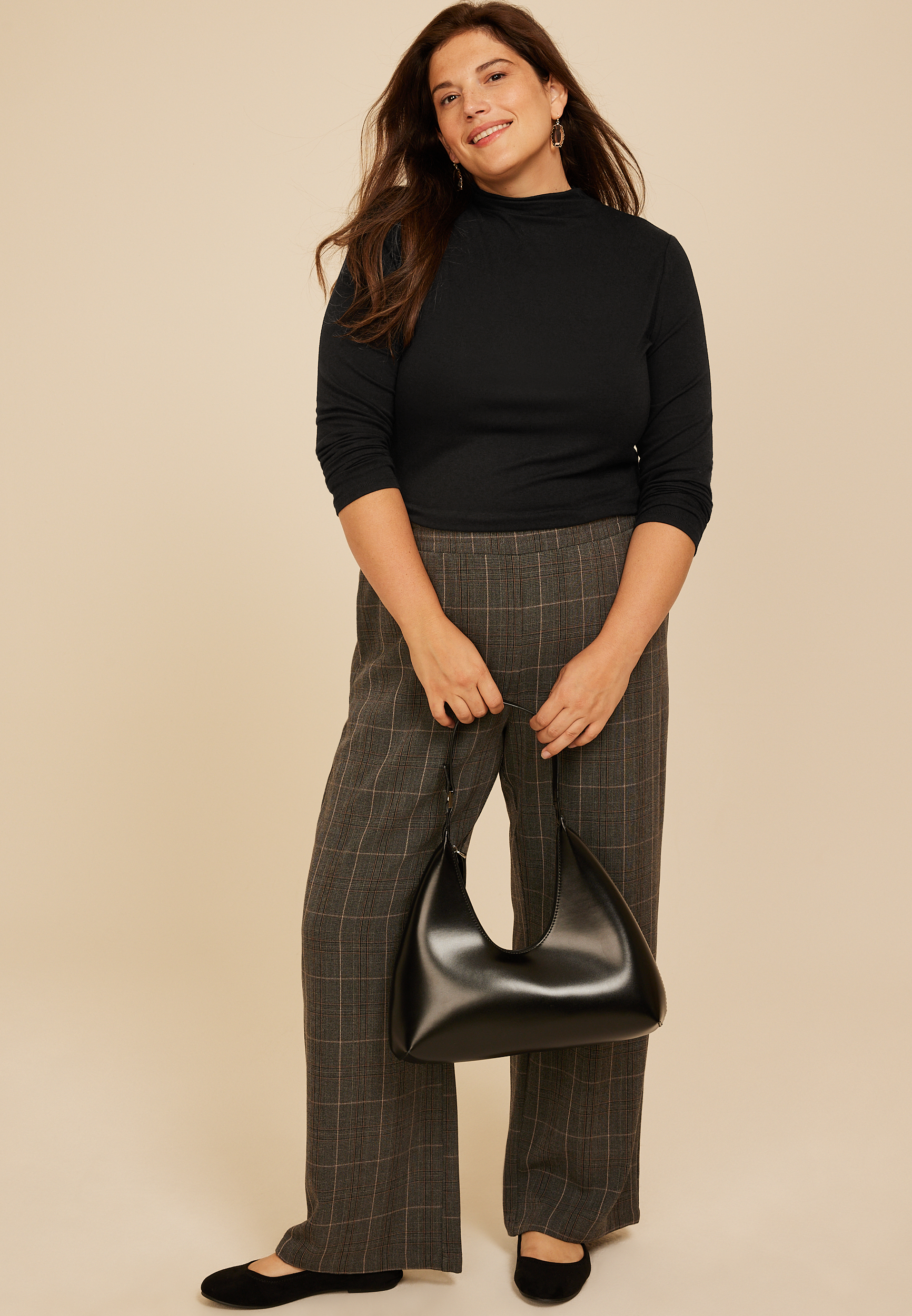 Plus Size 24/7 Mock Neck Long Sleeve Tee, C106, large