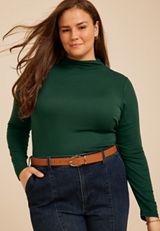 Plus Size 24/7 Mock Neck Long Sleeve Tee, C7147, small