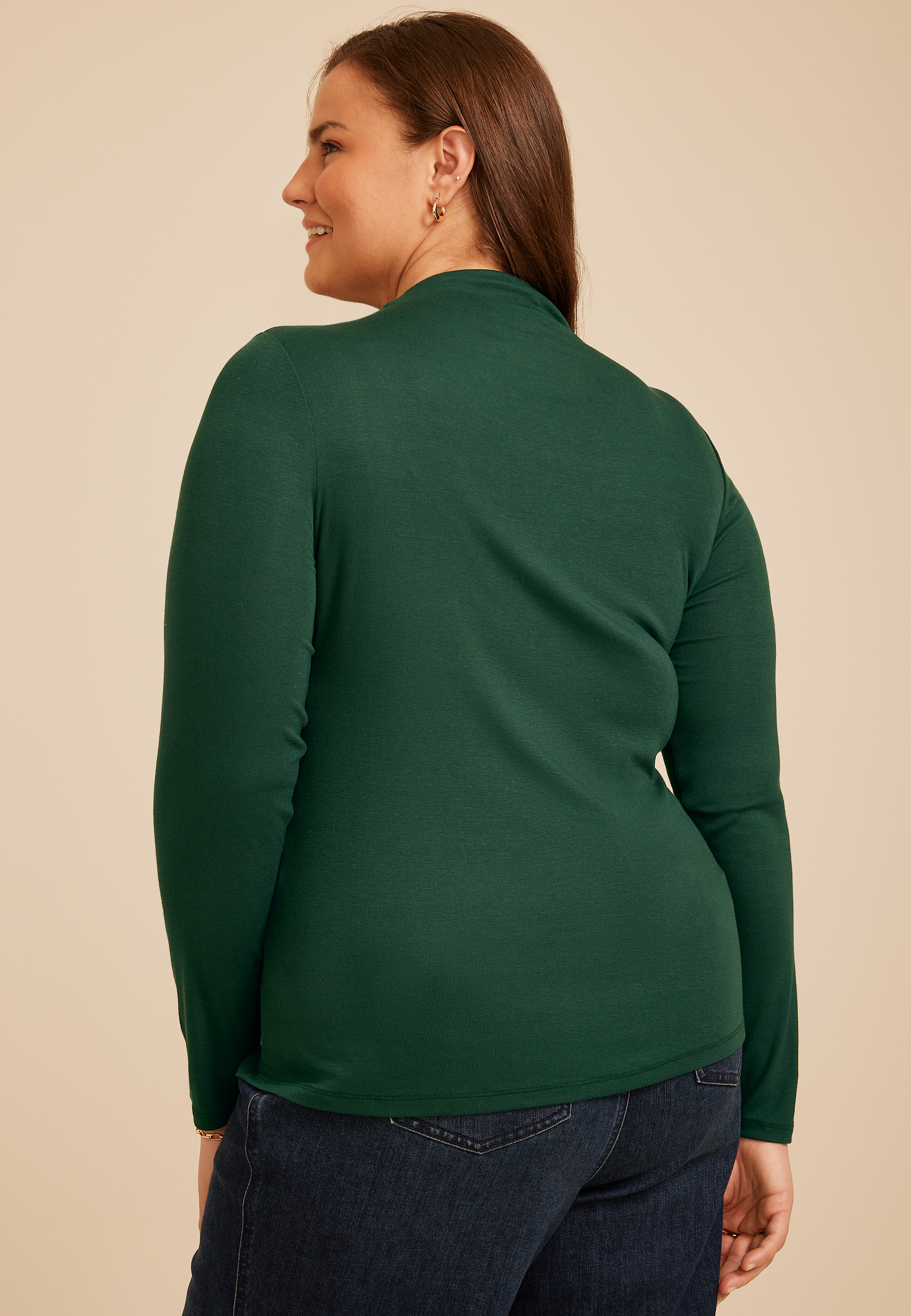 Plus Size 24/7 Mock Neck Long Sleeve Tee, C7147, large