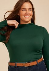 Plus Size 24/7 Mock Neck Long Sleeve Tee, C7147, small