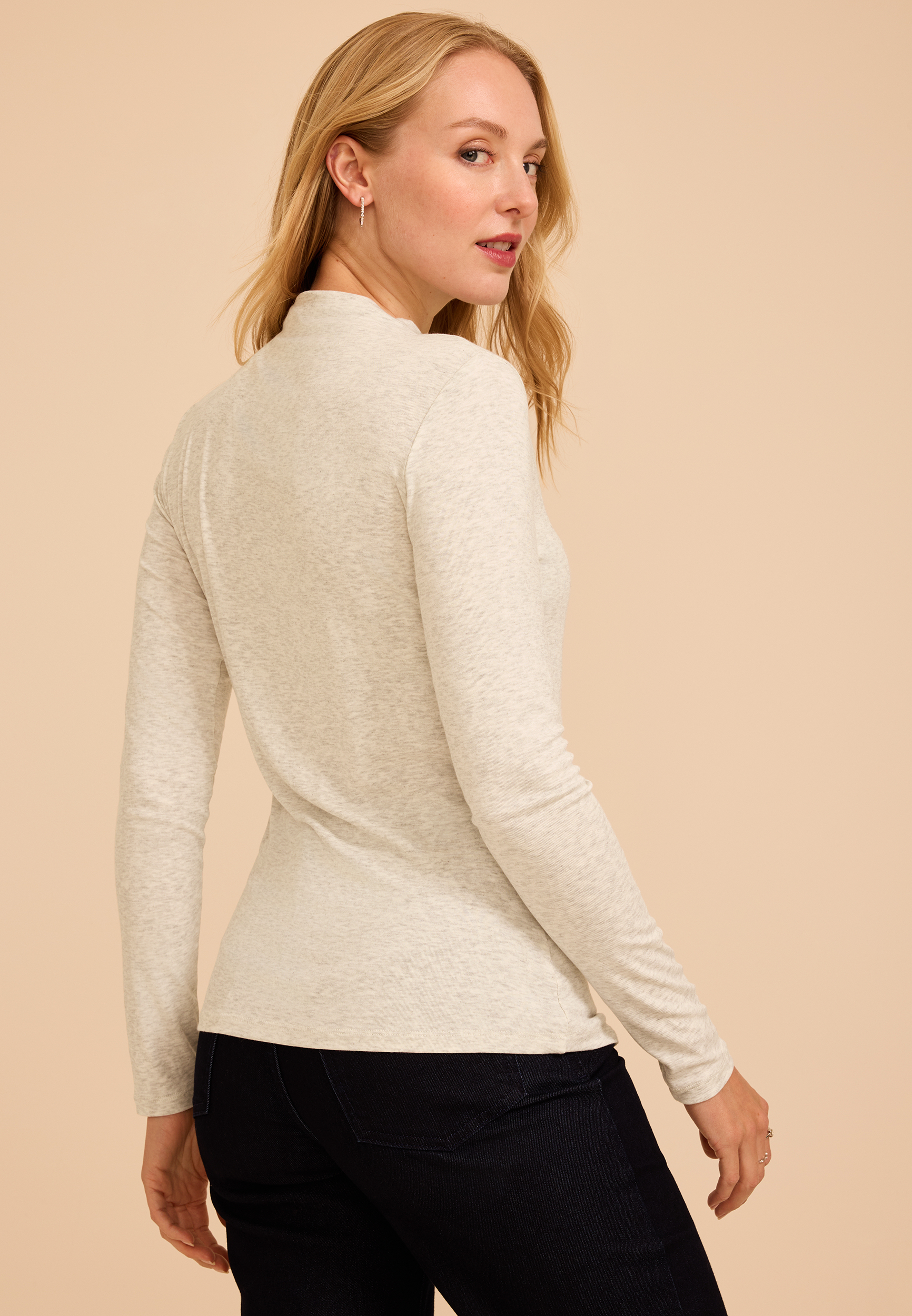 24/7 Mock Neck Long Sleeve Tee, C3348, large