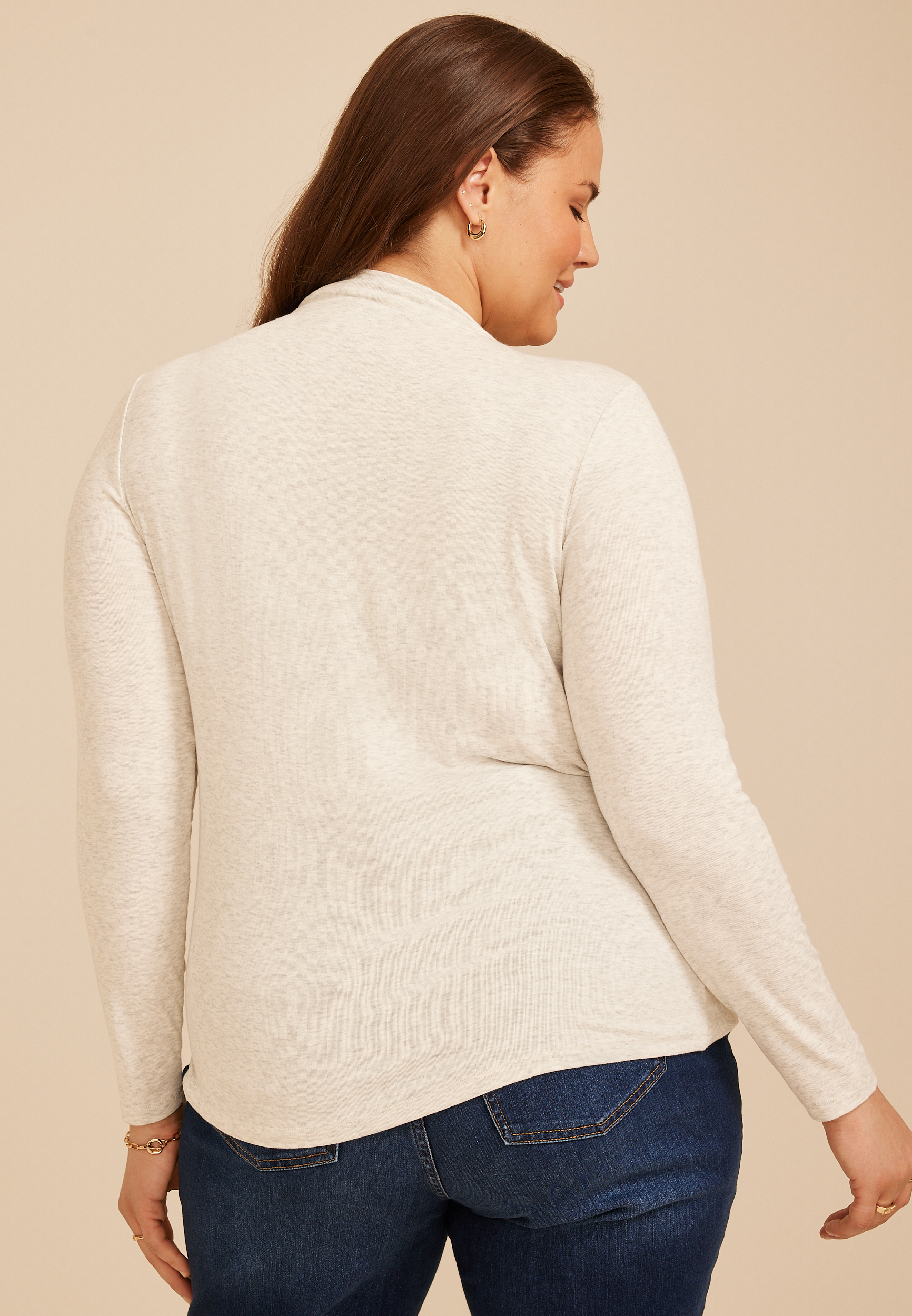 Plus Size 24/7 Mock Neck Long Sleeve Tee, C3348, large
