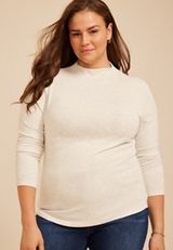 Plus Size 24/7 Mock Neck Long Sleeve Tee, C3348, small