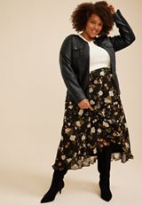 Plus Size Faux Leather Trucker Jacket, C106, small