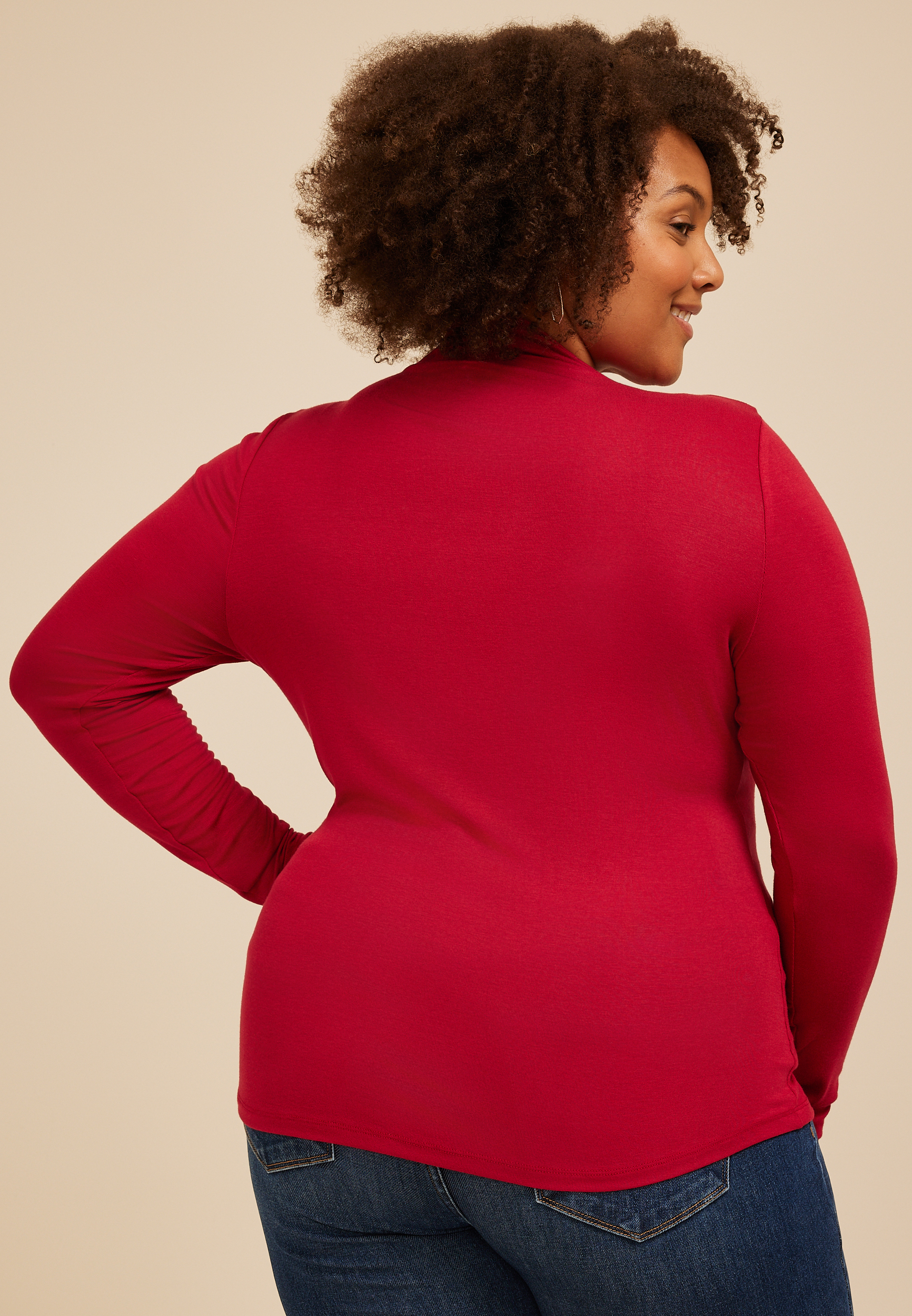 Plus Size 24/7 Mock Neck Long Sleeve Tee, C5006, large