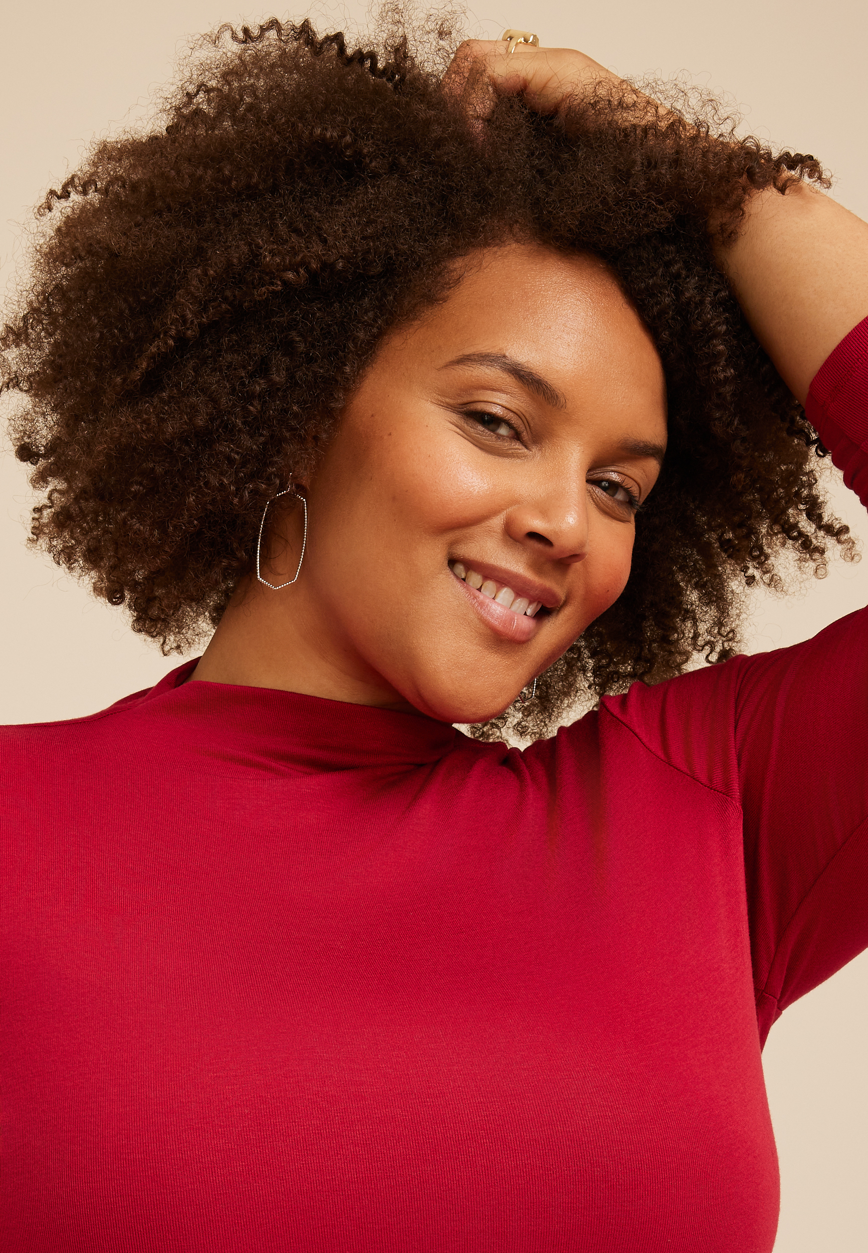 Plus Size 24/7 Mock Neck Long Sleeve Tee, C5006, large