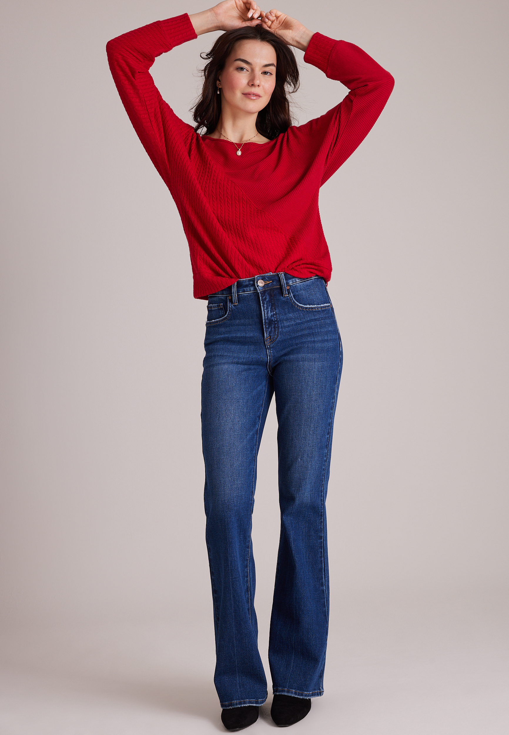 24/7 Cable Mix Dakota Long Sleeve Top, C5006, large