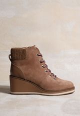 SuperCush Faux Suede Lace Up Wedge Boot, C211, small