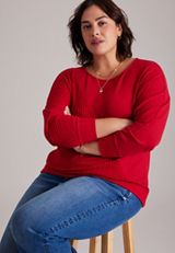 Plus Size 24/7 Cable Mix Dakota Long Sleeve Top, C5006, small
