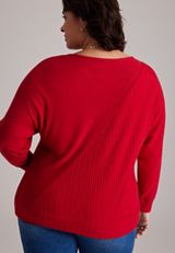 Plus Size 24/7 Cable Mix Dakota Long Sleeve Top, C5006, small