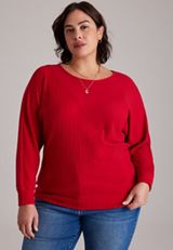 Plus Size 24/7 Cable Mix Dakota Long Sleeve Top, C5006, small